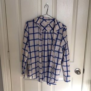 J. Crew Blue and White Checkered Button Down